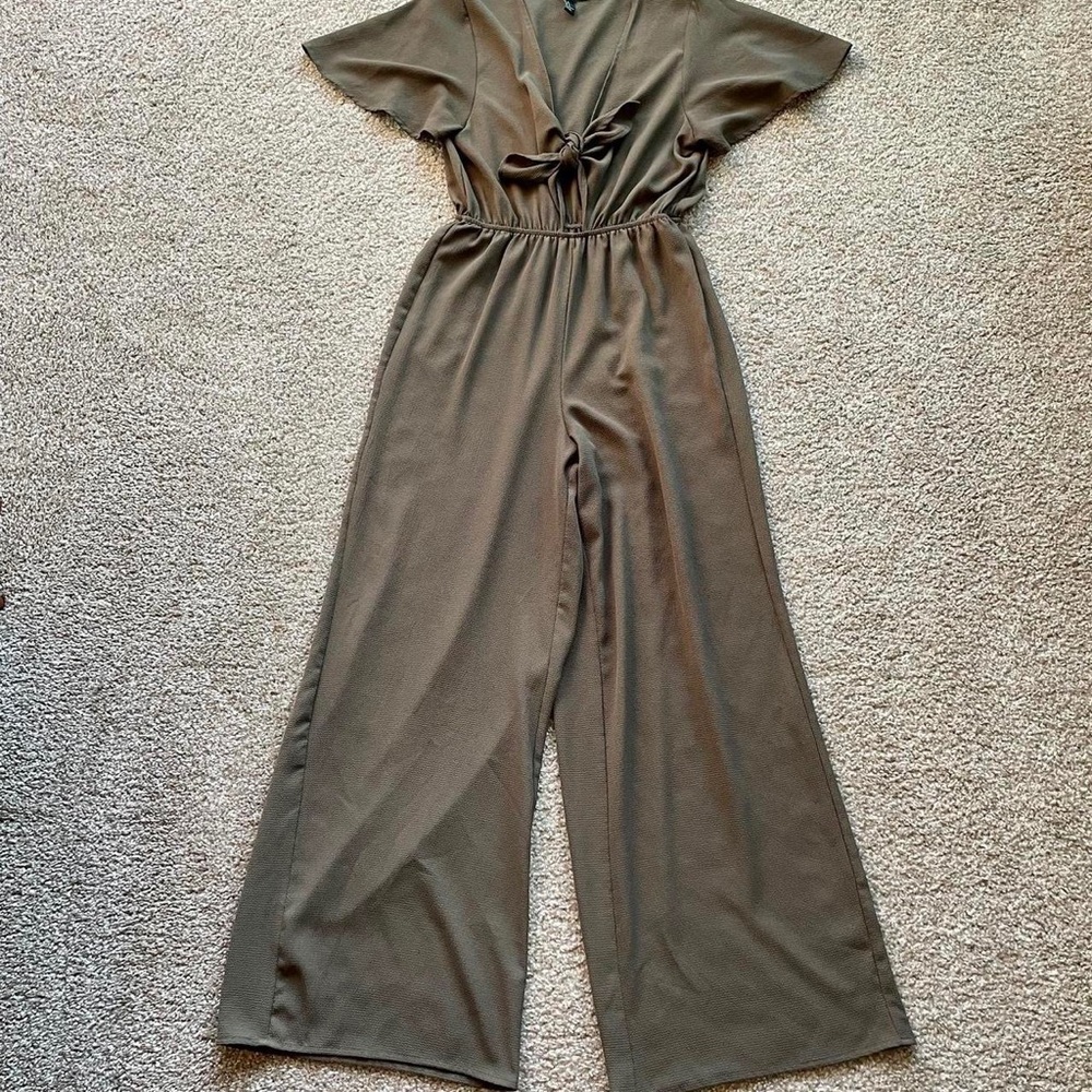F21 Olive Green Wide Leg Jumpsuit